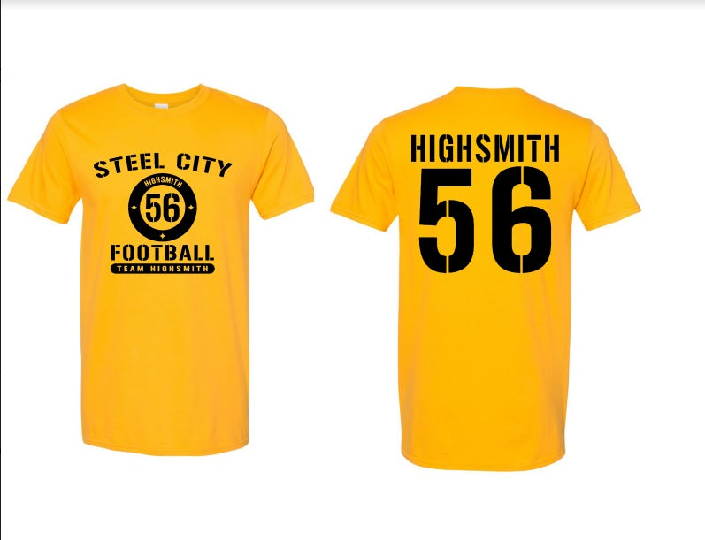 STEEL CITY FOOTBALL Gold with Black 100% Cotton Youth Short Sleeve Tee (MARKED DOWN)