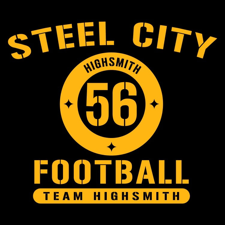 STEEL CITY FOOTBALL Black with Gold 100% Cotton Youth Short Sleeve Tee (MARKED DOWN)