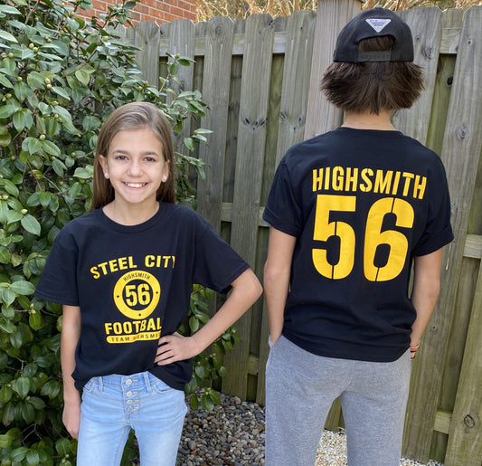 STEEL CITY FOOTBALL Black with Gold 100% Cotton Youth Short Sleeve Tee (MARKED DOWN)