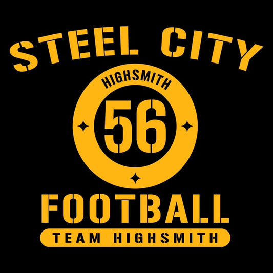 STEEL CITY FOOTBALL Black with Gold 100% Cotton Men's Short Sleeve Tee (MARKED DOWN)